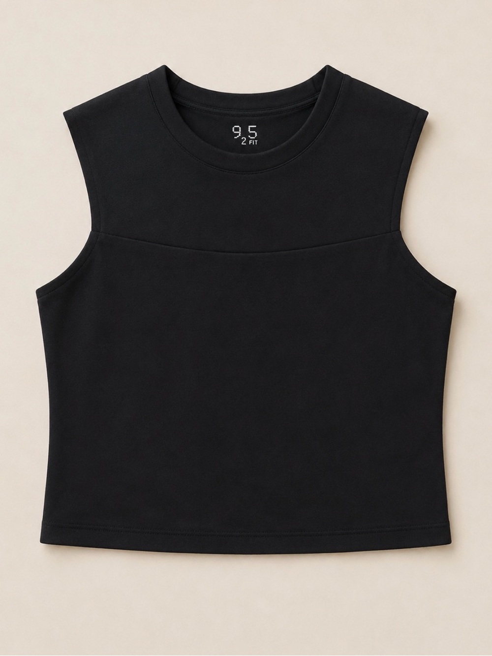 925fit Black Cropped Tank with High Crew Neck